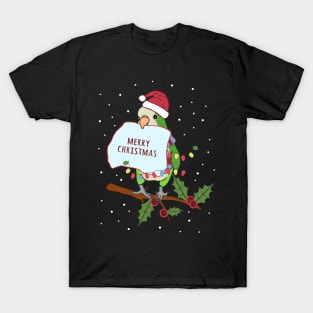 merry christmas! green quaker parrot doodle T-Shirt